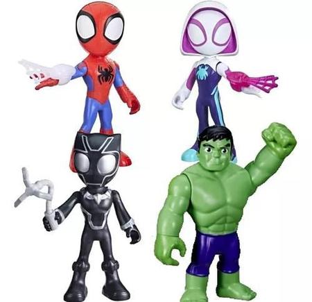 Kit boneco ghost spider hulk homem aranha e pantera negra 22cm