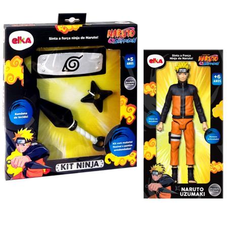 Kit Naruto Acessórios C/ 6 Shurikens 6 Kunais E 1 Bandana