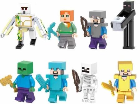 Lego Jogo Technic Minecraft Figura Brinquedos Personagens Steve Creeper  Zombie Enderman Blocos De Construção De Brinquedo Caçoa O Presente