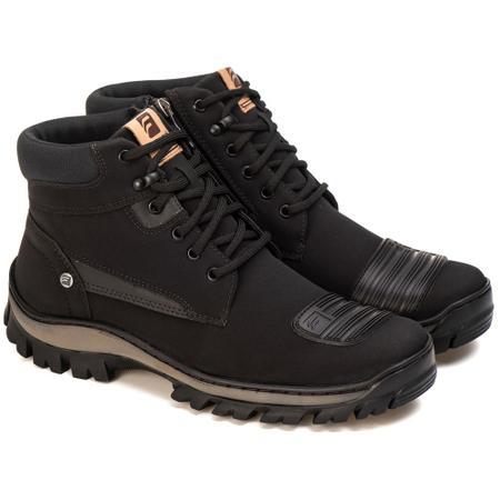 Bota Motociclismo Masculina de Couro Resistênte Bota Coturno Cano Alto Moto  Estrada Road Bota Preta - Preto