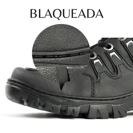 Imagem de Kit Bota Motoqueiro Unissex Adventure Blaqueada e Duas Meias