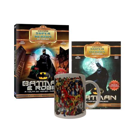 Imagem de Kit box slim batman coleção super heróis do cinema - ed. colecionador + caneca