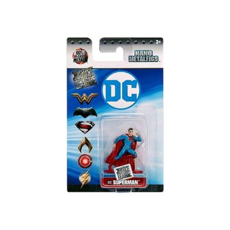 Imagem de Kit box slim superman coleção super heróis do cinema - boneco superman nano metalfigs dc 52