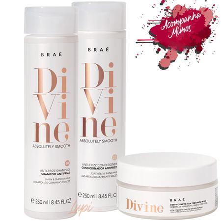 Imagem de Kit Brae Divine Shampoo Condicionador 250ml Mascara 200g