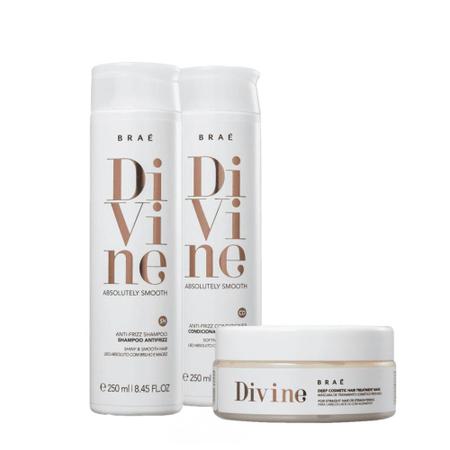 Imagem de Kit Braé Divine Shampoo Condicionador Máscara e Essential Oil Blend (4 produtos)
