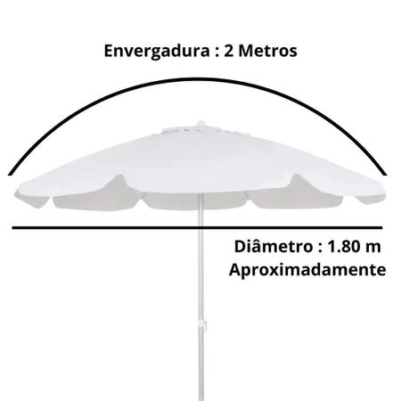 Imagem de Kit Branco Guarda Sol 2 Metros Bagum e Aluminio + Base 22 Kg