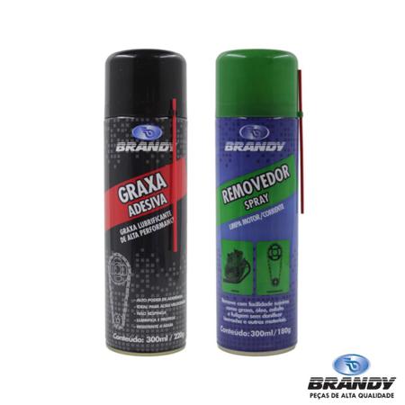 Imagem de Kit Brandy Spray Removedor Limpa Corrente + Graxa Adesiva