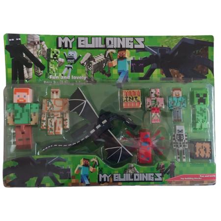 Kit Brinquedo Cartela Bonecos Minecraft E Itens 10 Peças novidades