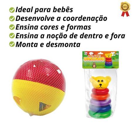 Jogo De Argolas Ursinho Para Bebês +1 Ano 12 Meses Didático Empilhar  Coordenação Educativo Pedagógico Presente - Pica Pau - Brinquedos  Educativos - Magazine Luiza