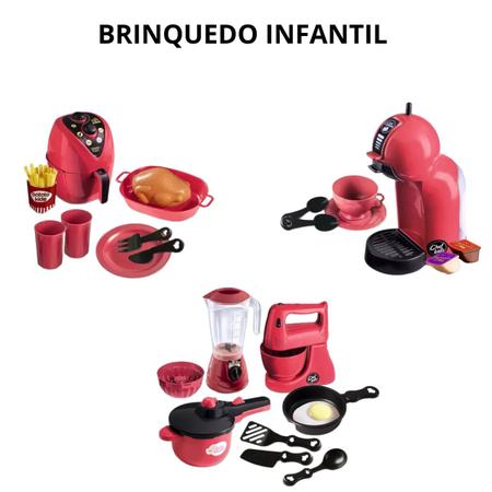 Imagem de kit Brinquedo Litlle + Air fryer + cafeteira chef kids
