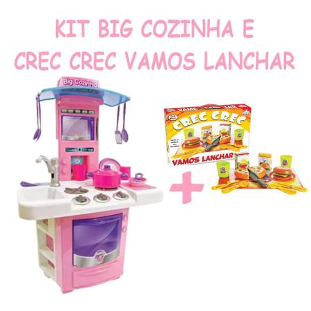 Imagem de Kit Brinquedo Meninas Cozinha Rosa e Vamos Lanchar Divertido