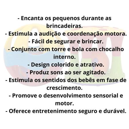 Imagem de Kit Brinquedo Para Bebe 1 Ano 2 Anos Educativo Cubo Dado Colorido Para Montar e Desmontar Torre com Chocalho Bolinha