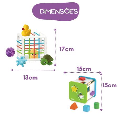 Imagem de Kit Brinquedos Didáticos Bebê 12 Meses Educativos Coloridos 2 em 1