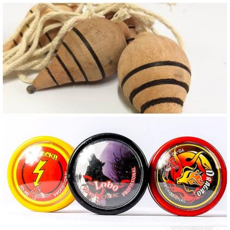 Imagem de Kit Brinquedos Yoyo York Profissional + Pião de Madeira + 5 cordas de ioio