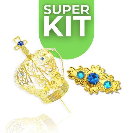 Imagem de Kit Broche Oficial + Coroa Nº4 Nossa Senhora Aparecida 30cm