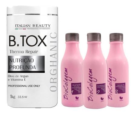 Imagem de kit btox tratamento escova italian beauty e pos progressiva