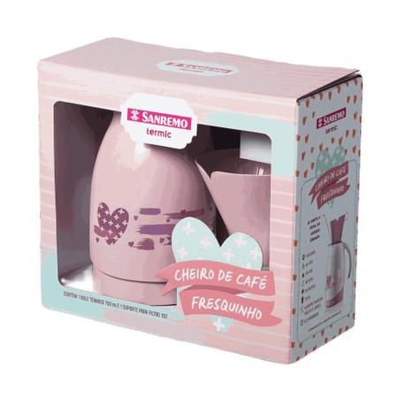 Kit Bule Térmico Rosa 700ml e Suporte para Café Sanremo Imagem de Kit Bule Térmico Rosa 700ml e Suporte para Café Sanremo