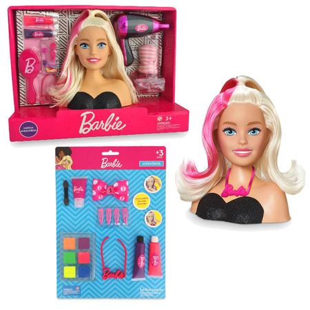 Boneca Barbie Busto Maquiagem e Cabelo Pupee 1264 - Boneca Barbie -  Magazine Luiza