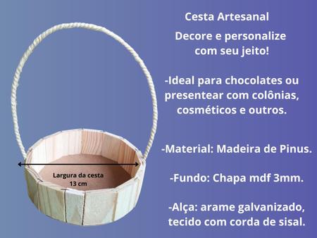 Imagem de Kit C/10 Cesta De Madeira Fraldeira 13cm Decorativo Presente
