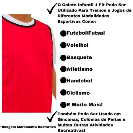 Imagem de Kit C/10 Coletes Infantil de Futebol Treino Jogo Simples 1 Fit