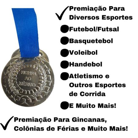 Imagem de Kit C/10 Medalhas de Ouro Prata ou Bronze Honra ao Mérito C/Fita Azul 40mm