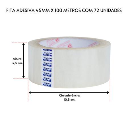 Imagem de Kit C/ 12 Rolos Fita Adesiva Transparente Durex Para Embalar - 45MM X 100 Metros