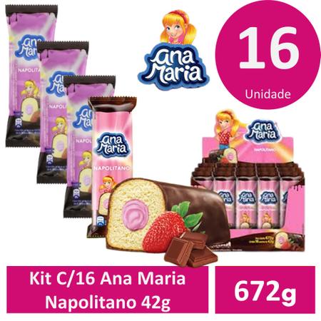 Kit c/16 Ana Maria Napolitano 42g - Bolo / Bolinho / Mini Bolo