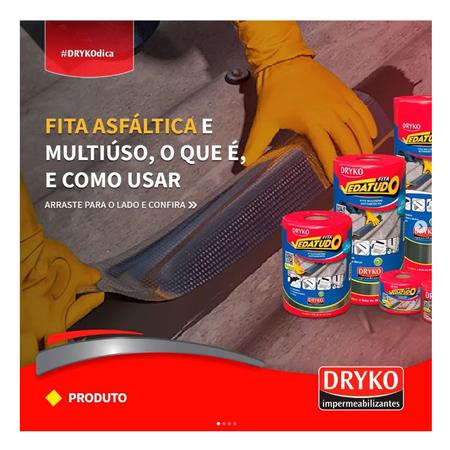 Imagem de Kit c/ 2 Fita Asfaltica Multiuso 90cm Manta Aluminizada Alumínio Adesiva Vedatudo Telhado Impermeabilizantes Dryko