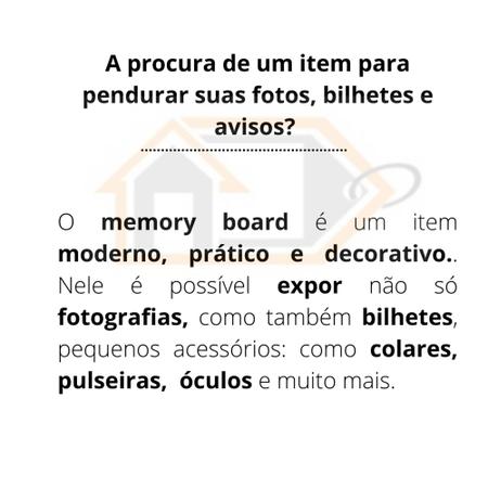 Imagem de Kit c/ 2 Memory Board Painel Fotos 40x40 Preta + 14 Mini Prendedores