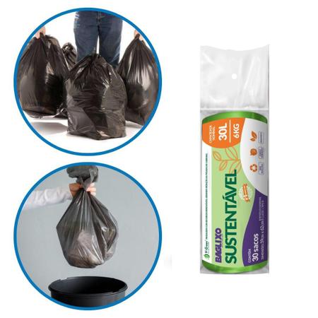 Imagem de Kit C/2 Sacos Para Lixo Sustentável 30 Litros c/30 sacos