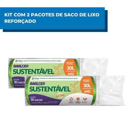 Imagem de Kit C/2 Sacos Para Lixo Sustentável 30 Litros c/30 sacos