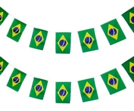 Imagem de Kit C/ 2 Varal Bandeira Do Brasil 40 Bandeirinhas