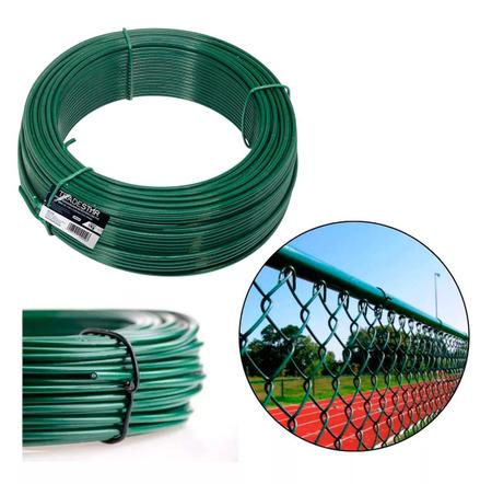 Imagem de Kit C/ 25 Arame P/ Tela Revestido Pvc 1kg Verde Bwg14 2,11mm