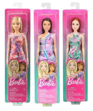 Boneca Barbie da Moda Vestido Rosa Floral Morena - Mattel 