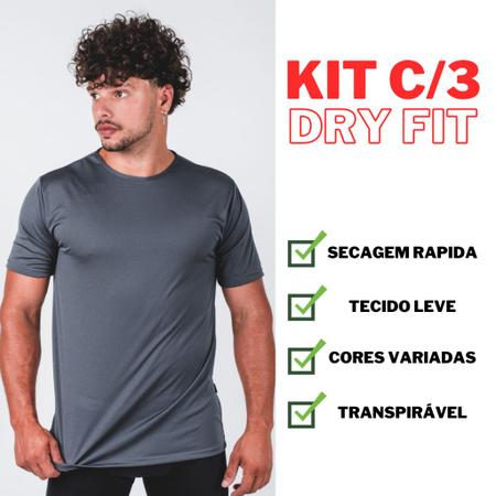 Imagem de Kit C/3 Camisetas Dry Fit Furadinha Camisa Musculação Academia Respirável