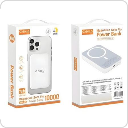 Imagem de Kit C/3 Power Bank 10000 Mah + carregador (cabo+fonte) + capa magnética Compatível iPhone XR Ao 15