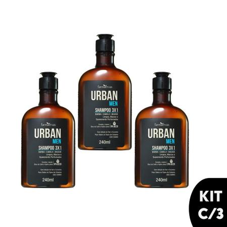 Imagem de Kit c/ 3 Shampoo Masculino 31 240ml Urban Men Farmaervas