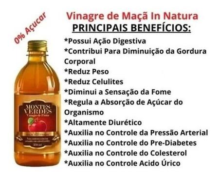 Imagem de Kit C/3 Vinagre De Maçã Natura 5% De Acidez 530ml