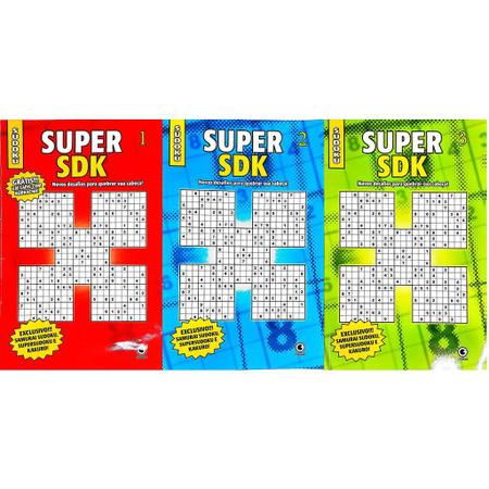 Imagem de Kit c/ 3 volumes almanaque super sudoku - 1 jogo por página - tamanho grande