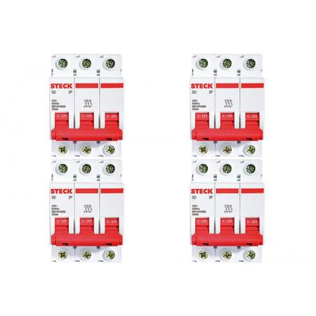 Imagem de Kit C/4 - Disjuntor Steck Din Tripolar 63A Sd63 C 3Ka