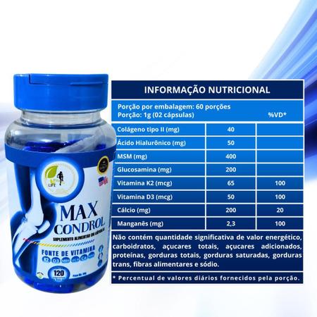 Imagem de KIT C/4 Max Condrol MSM Ácido Hiarulônico 120 Cáps Fits Life