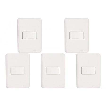 Imagem de Kit C/5 - Conjunto Perlex Aros 4X2 Branco Com Placa(1Simp...