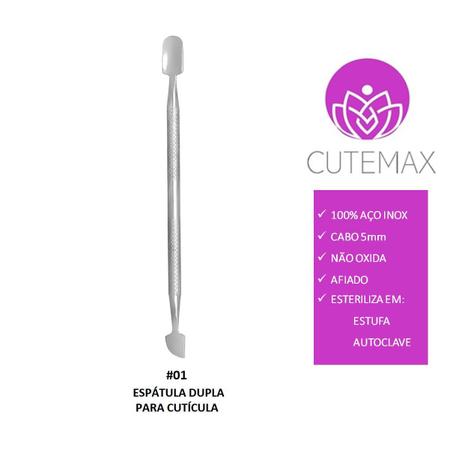 Imagem de Kit C/5 Manicure Espátulas Palito Aço Inox Podologia Cutemax