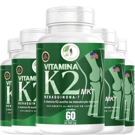 Imagem de KIT C/5 Vit K2 Menaquinona 7 Mk7 Premium 60 Cáps - Fits Life