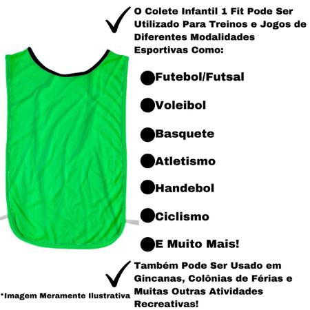 Imagem de Kit C/6 Coletes Infantil de Futebol Treino Jogo Simples 1 Fit