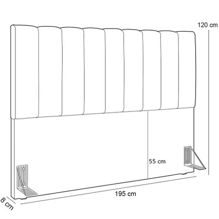 Imagem de Kit Cabeceira Cama Box Casal King 195cm com Calçadeira Baú Dália W01 Facto Cinza - Lyam