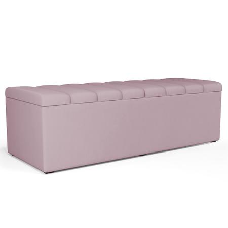 Kit Cabeceira Cama Box Casal Queen 160cm Com Calçadeira Baú Dália W01 Suede Rosê - Lyam Decor Imagem de Kit Cabeceira Cama Box Casal Queen 160cm Com Calçadeira Baú Dália W01 Suede Rosê - Lyam Decor