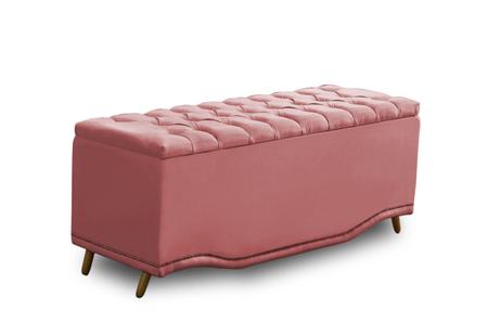 Imagem de KIT + Cabeceira Com Recamier Baú Dunas Princesa em captonê 1,60 Casal  Cama Box Rose veludo Dalaqua-Decor