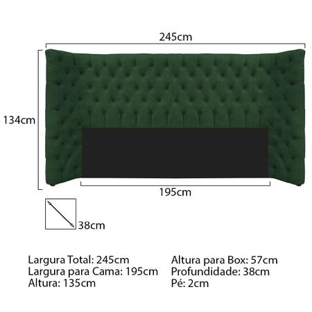 Imagem de Kit Cabeceira e Calçadeira Baú King Everest P02 195 cm para cama Box Suede - Amarena Móveis