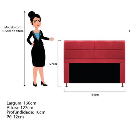 Kit Cabeceira e Calçadeira Munique 160 cm Queen Size Suede Vermelho - Doce Sonho Móveis Imagem de Kit Cabeceira e Calçadeira Munique 160 cm Queen Size Suede Vermelho - Doce Sonho Móveis